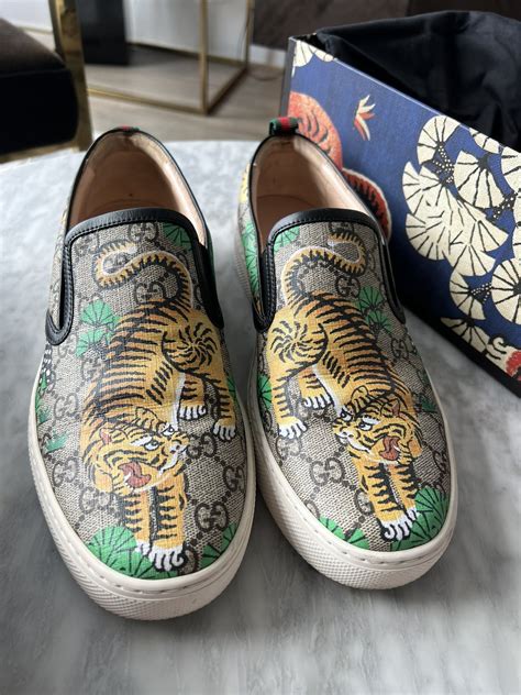 gucci men's dublin logo slip-on sneakers|gucci dublin bengal tiger.